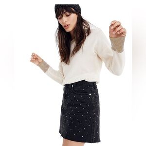 Madewell black denim bedazzled skirt.